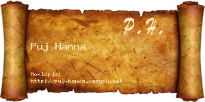 Puj Hanna névjegykártya